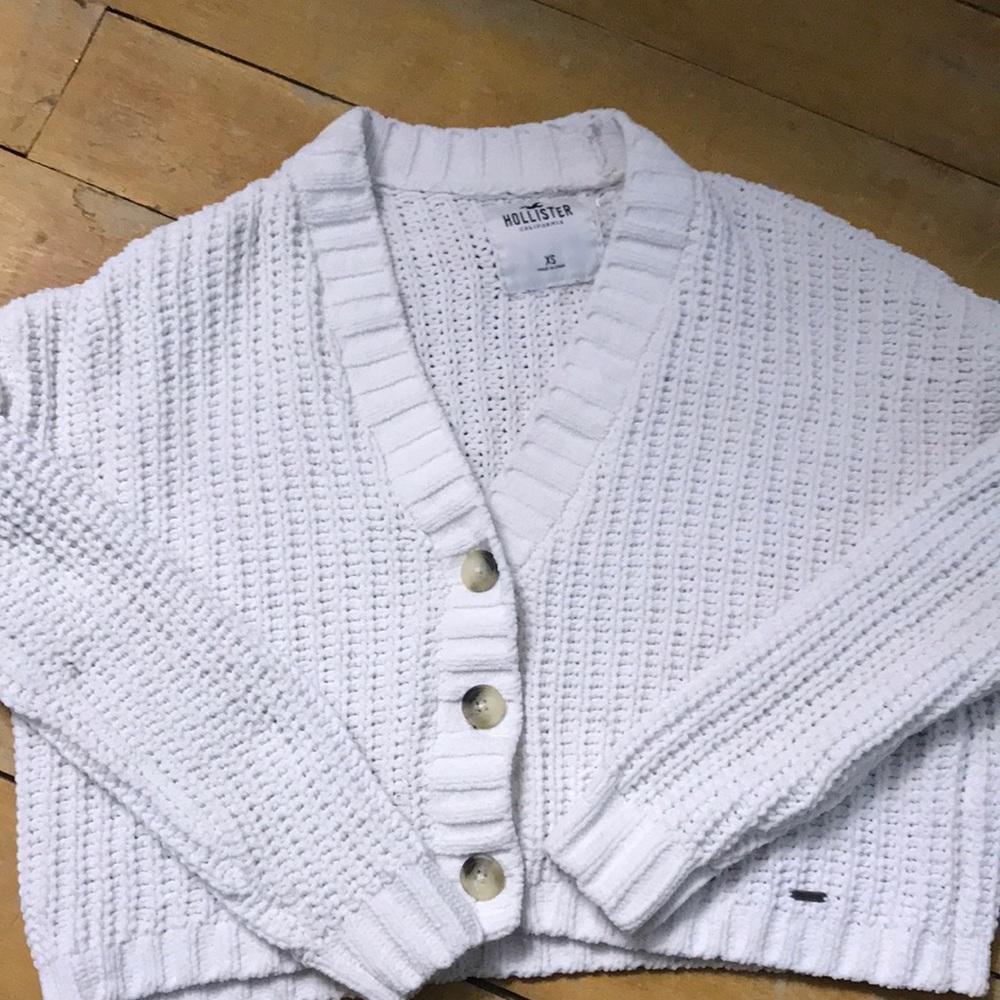 hollister white cardigan